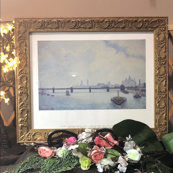 Other - Gold Framed Art Print “Charing Cross Bridge London” by Camille Pissarro
